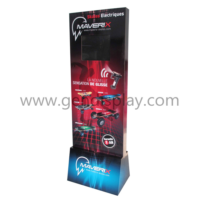 POS Cardboard Floor Display Stand With LED Screen For Skate Advertising(GEN-FD311)