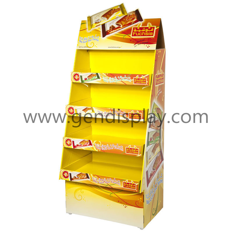 Retial Cardboard Floor Display Stand For Snacks Promotion (GEN-FD125)
